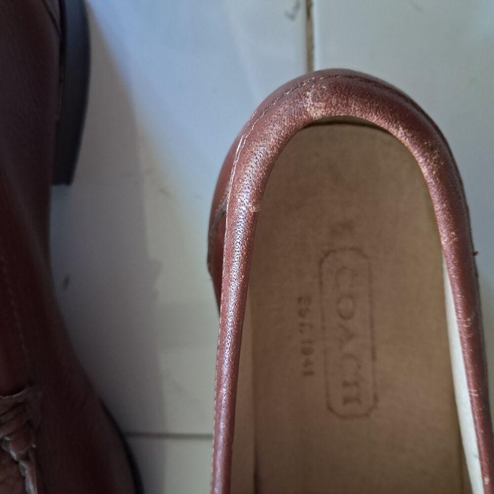 Coach Lawson Mens Brown Leather Loafers Size 9.5 D Made In Italy w/ Shoe Trees - Picture 5 of 8
